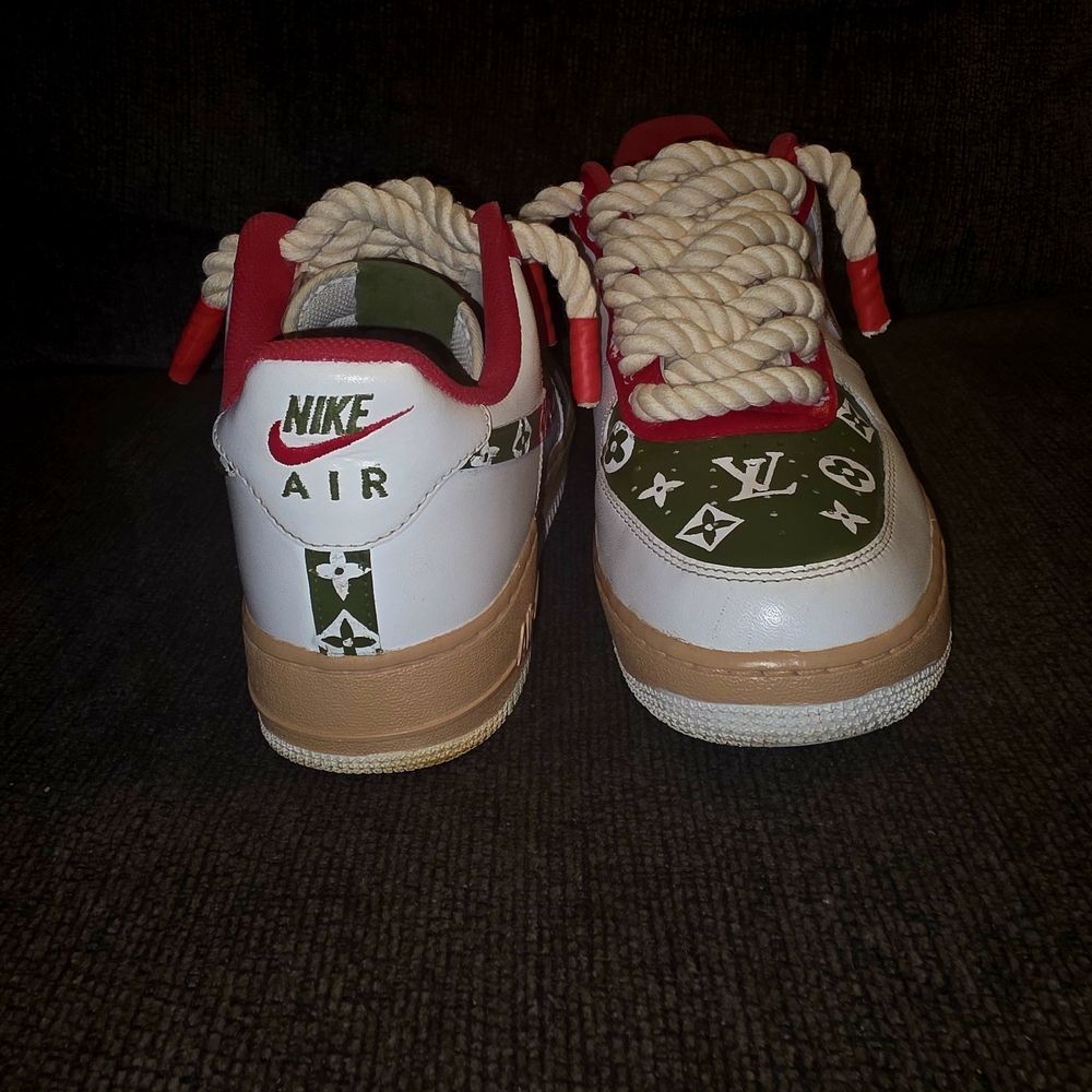 Nike Air Custom Sneakers with Red and Green Accents
